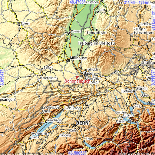 Topographic map of Schönenbuch