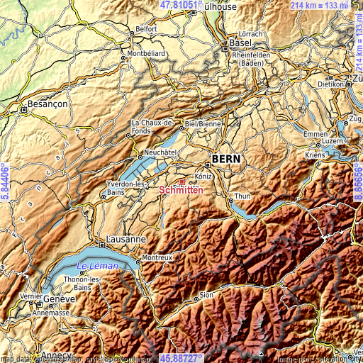 Topographic map of Schmitten