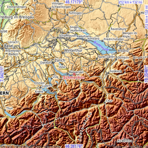 Topographic map of Schmerikon