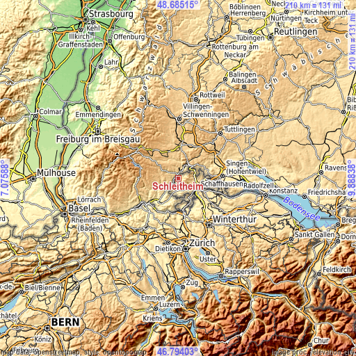 Topographic map of Schleitheim