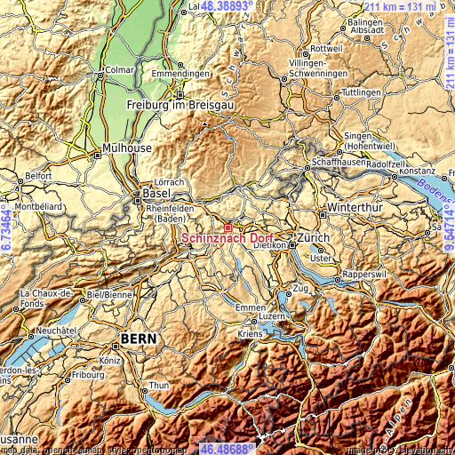 Topographic map of Schinznach Dorf