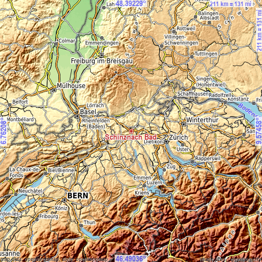 Topographic map of Schinznach Bad