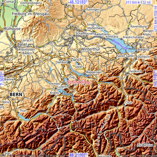 Topographic map of Schindellegi