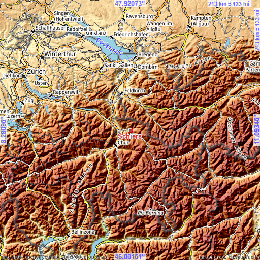 Topographic map of Schiers