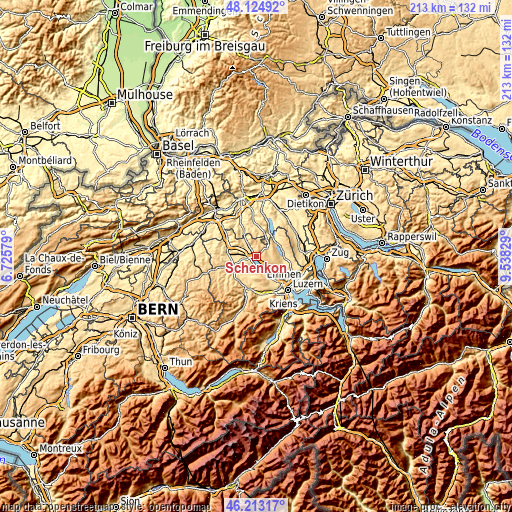 Topographic map of Schenkon