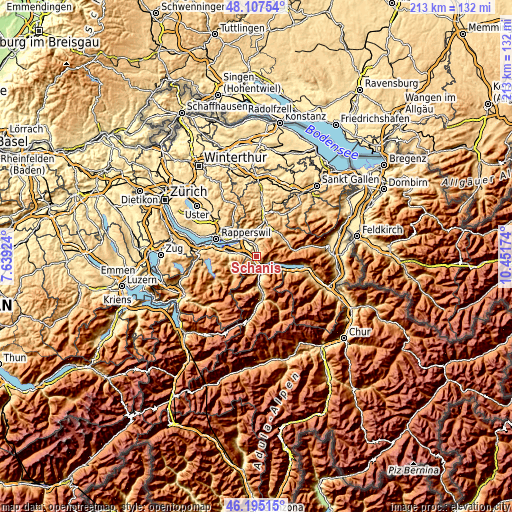 Topographic map of Schänis