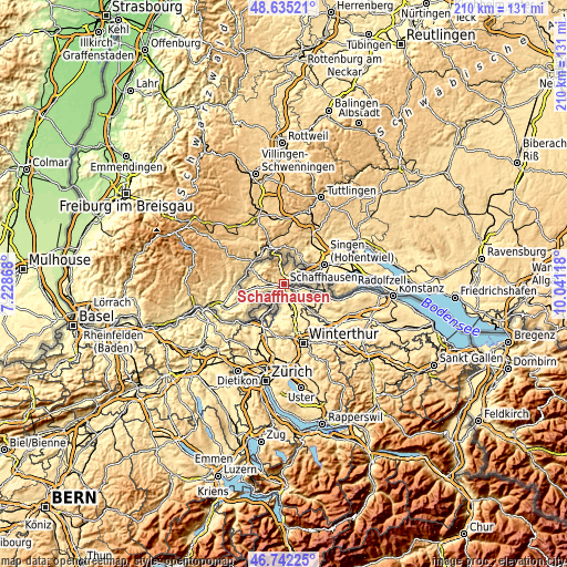 Topographic map of Schaffhausen