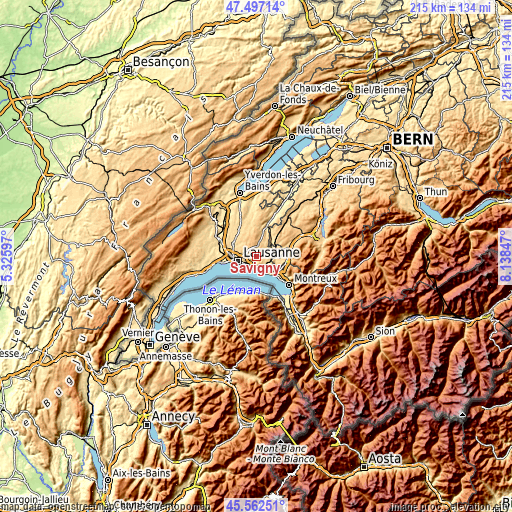 Topographic map of Savigny