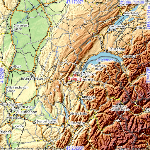 Topographic map of Satigny