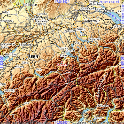 Topographic map of Sarnen