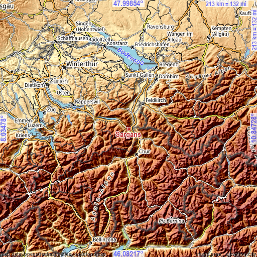 Topographic map of Sargans