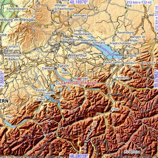 Topographic map of Sankt Gallenkappel