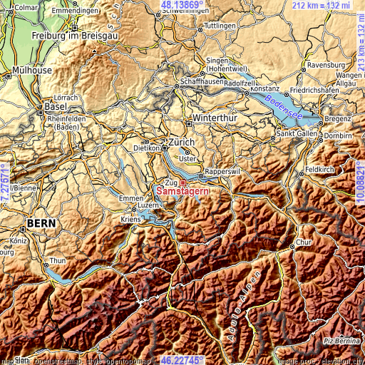Topographic map of Samstagern