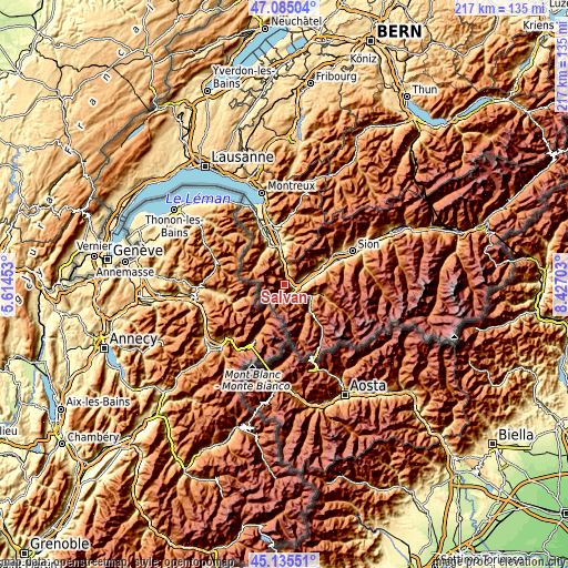 Topographic map of Salvan