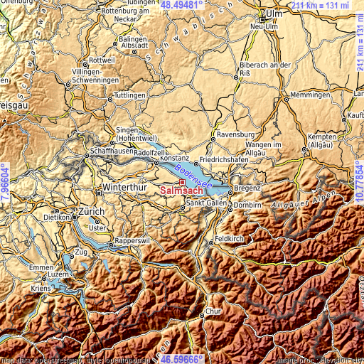 Topographic map of Salmsach