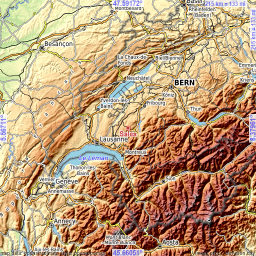 Topographic map of Sâles