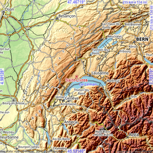 Topographic map of Saint-Livres