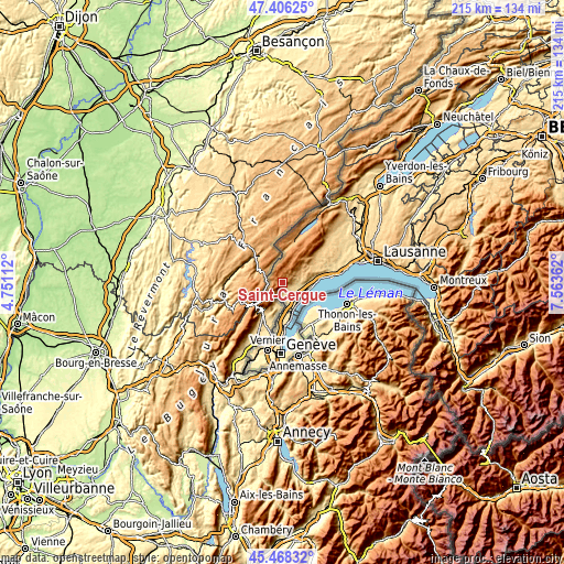 Topographic map of Saint-Cergue