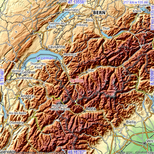 Topographic map of Saillon