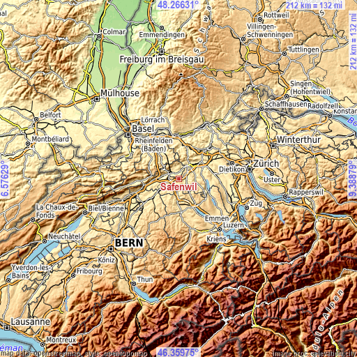 Topographic map of Safenwil