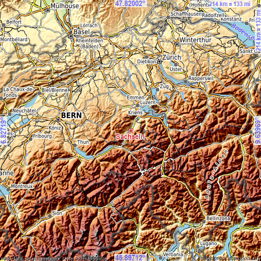 Topographic map of Sachseln