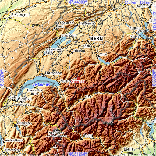 Topographic map of Saanen