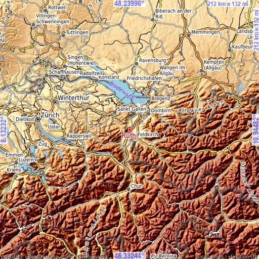 Topographic map of Rüthi