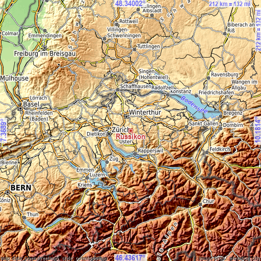 Topographic map of Russikon