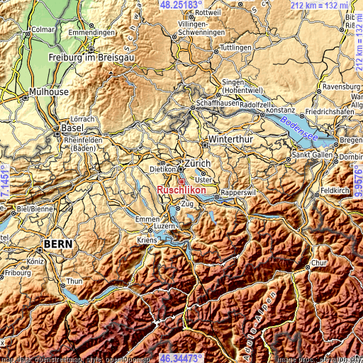 Topographic map of Rüschlikon