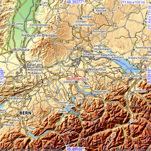 Topographic map of Rümlang