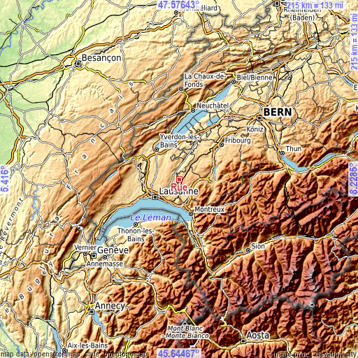 Topographic map of Rue