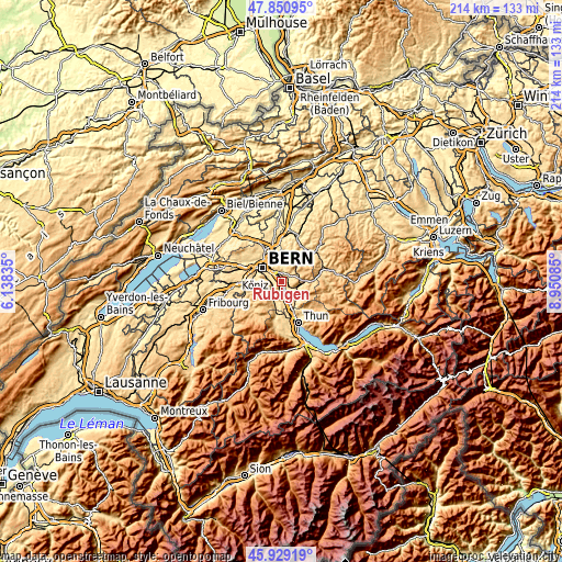 Topographic map of Rubigen