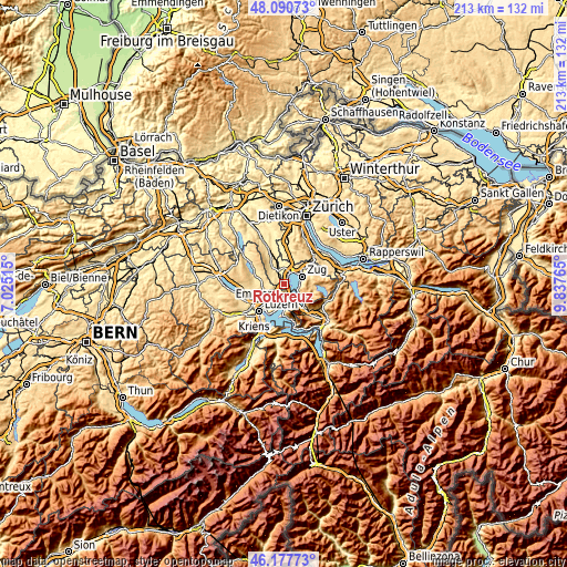 Topographic map of Rotkreuz