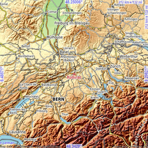 Topographic map of Rothrist
