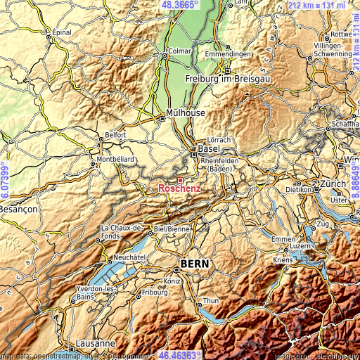 Topographic map of Röschenz