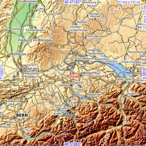 Topographic map of Rorbas