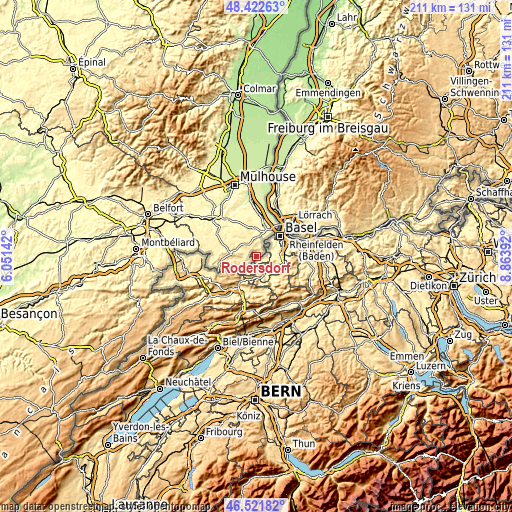 Topographic map of Rodersdorf