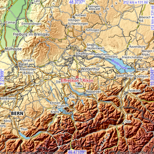 Topographic map of Effretikon / Rikon