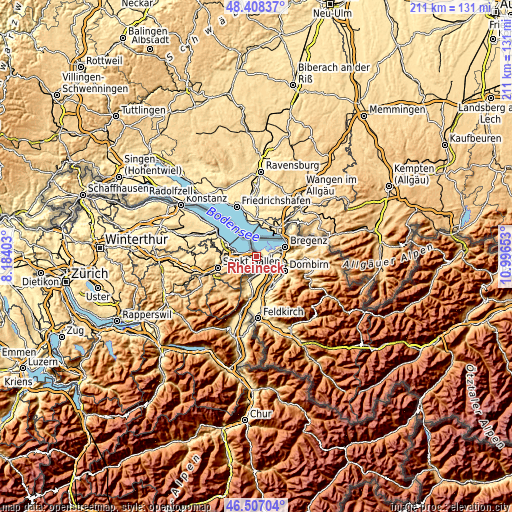 Topographic map of Rheineck