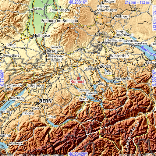 Topographic map of Reinach