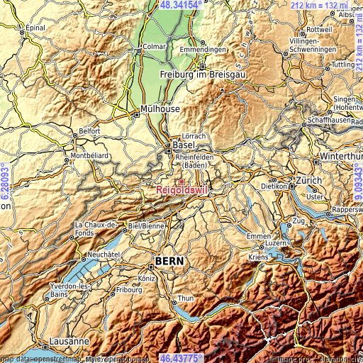 Topographic map of Reigoldswil