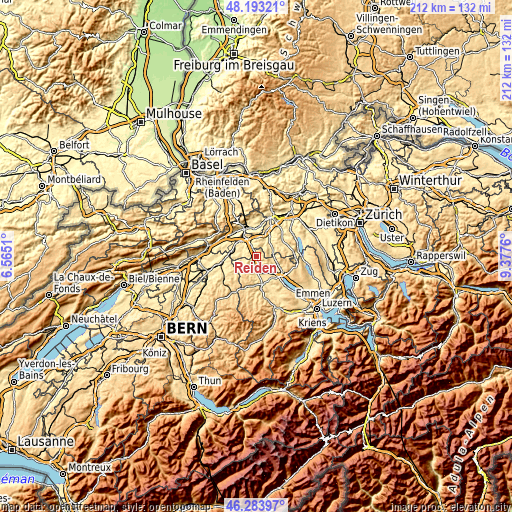 Topographic map of Reiden