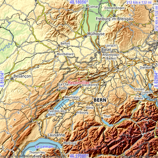 Topographic map of Reconvilier