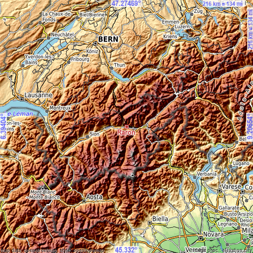 Topographic map of Raron