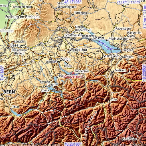 Topographic map of Rapperswil