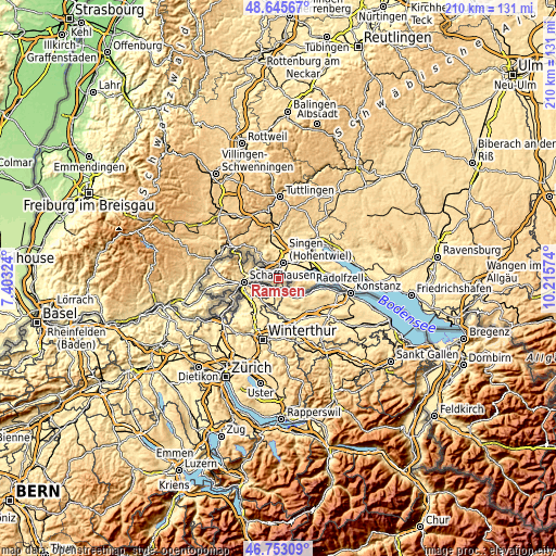 Topographic map of Ramsen