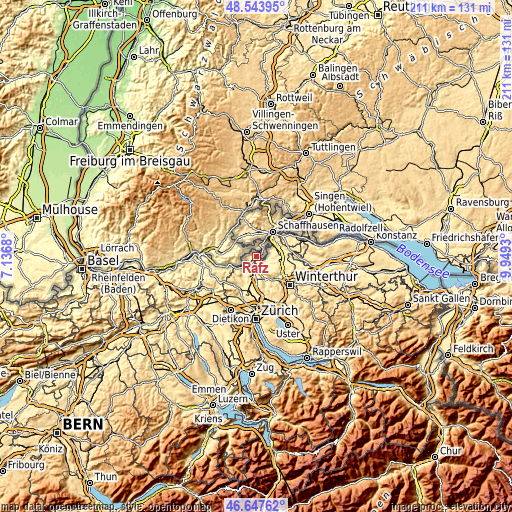 Topographic map of Rafz