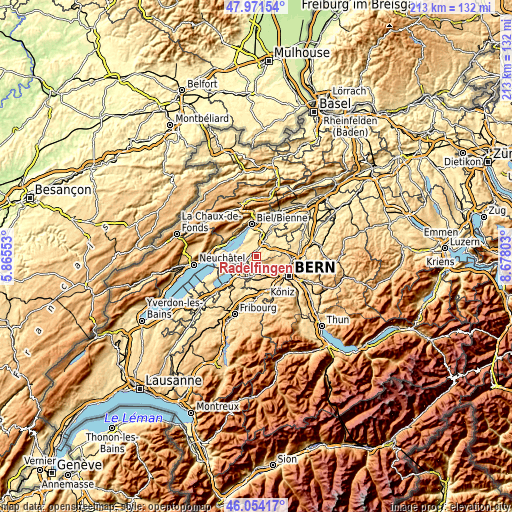 Topographic map of Radelfingen