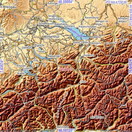 Topographic map of Quarten