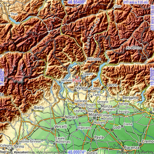 Topographic map of Pura